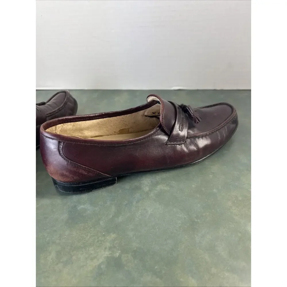 Vintage Belvedere Firenze Italy Leather Tassel Loafers Men’s 11N As Is Brown 90s